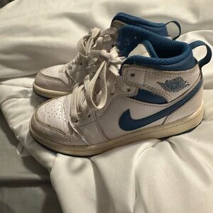 Nike Kids White and Blue High-Top Sneakers